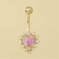 GPC PINK/WHITE CZ HEART CLUSTER BANANA =