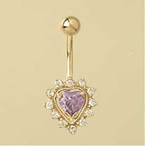 GPC PURPLE/WHITE CZ HEART CLUST BANANA =