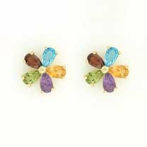 GPC 11mm MULTI-STONE SET FLOWER STUDS  =