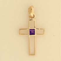 GPC SQ.AMETHYST SET WIRE CROSS