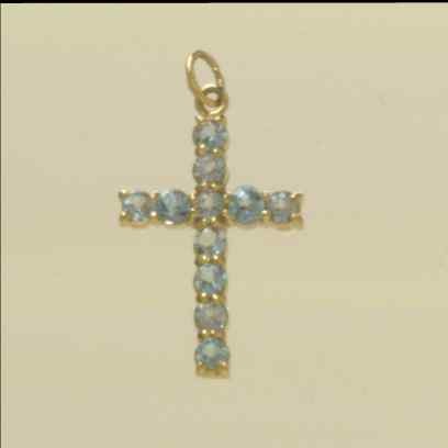 GPC 20x14mm BLUE TOPAZ SET CROSS