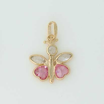 GPC PINK/WHITE CZ SET BUTTERFLY PENDANT=