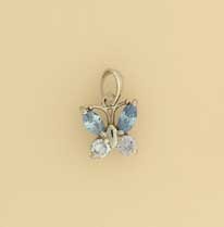 GPC WHITE PINK/BLUE CZ BUTTERFLY PENDANT