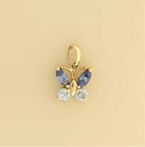 GPC PINK/BLUE CZ BUTTERFLY PENDANT