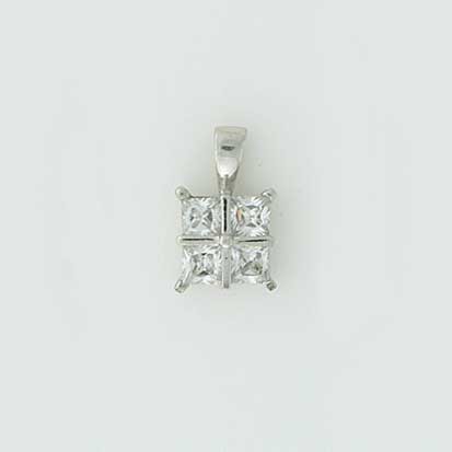 GPC WHITE 4 STONE CZ SQUARE PENDANT