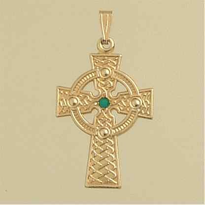 GPC 24x17mm GREEN AGATE CELTIC CROSS