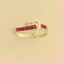 GPC PRINCESS CUT RUBY SET HEART RING