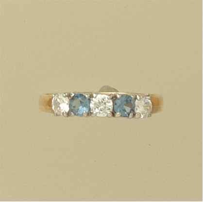 GPC CZ/BLUE TOPAZ 5 ST ETERNITY RING   =