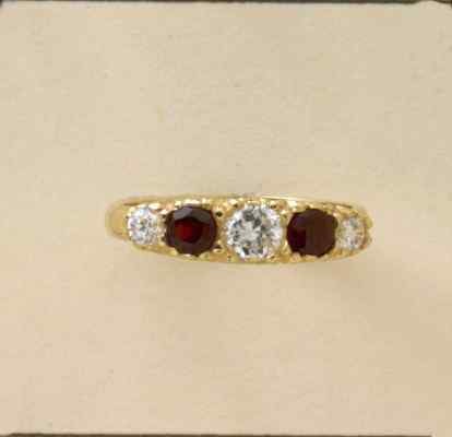 GPC CZ/GARNET 5 STONE RING             =