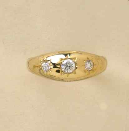 GPC CZ 3 STONE GYPSY RING              =