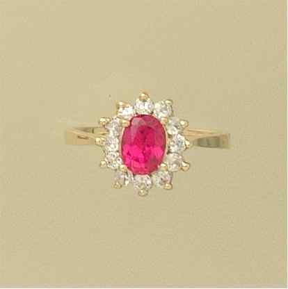 GPC RED/WHITE CZ LGE OVAL CLUSTER RING =