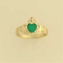 GPC GREEN AGATE CLADDAGH RING
