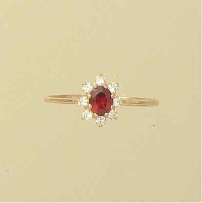 GPC CZ/GARNET SMALL OVAL CLUSTER RING  =
