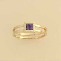 GPC SQ.4mm AMETHYST SPLIT SHANK RING