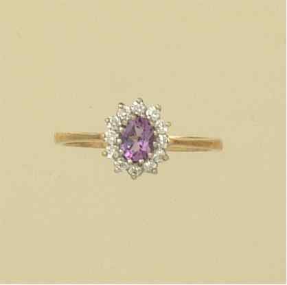 GPC CZ/AMETHYST CLUSTER RING           =