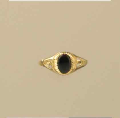 GPC OVAL ONYX C/O HEART SHANK BABY RING