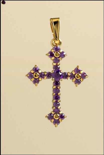 GPC 28x21mm FANCY GOTHIC AMETHYST CROSS