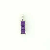 GPC WHITE 3 SQ.STONE PENDANT-AMETHYST  =