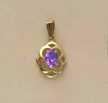 GPC 6x4mm OVAL AMETHYST FANCY PENDANT