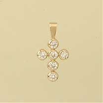 GPC 15x11mm 6 STONE CZ RUBSET CROSS    =