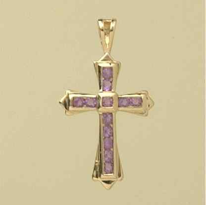 9ct 23x16mm AMETHYST CHANNEL SET CROSS