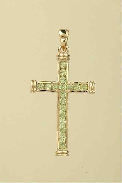 9ct 30x19mm PERIDOT CHANNEL SET CROSS  =