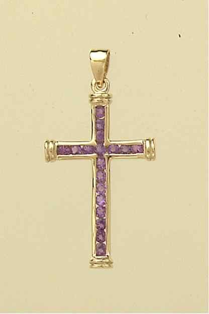 9ct 30x19mm AMETHYST CHANNEL SET CROSS