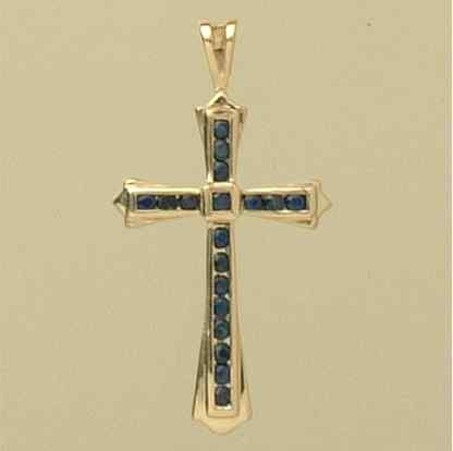 9ct 26x17mm SAPPHIRE CHANNEL SET CROSS =