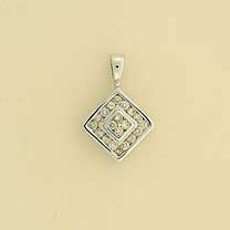 9ct WHITE 25PT DIA SET SQUARE PENDANT
