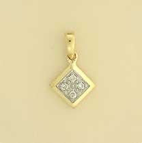 9ct 10pt DIAMOND SET SQUARE PENDANT