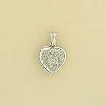 9ct WHITE 5pt PAVE SET 10mm HEART PEND.