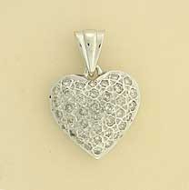 9ct WHITE 95pt DIA.17mm HEART PENDANT  =