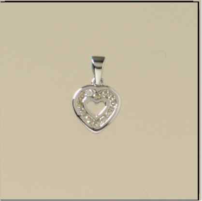 9ct WHITE 10pt DIAMOND C/OUT HEART PEND