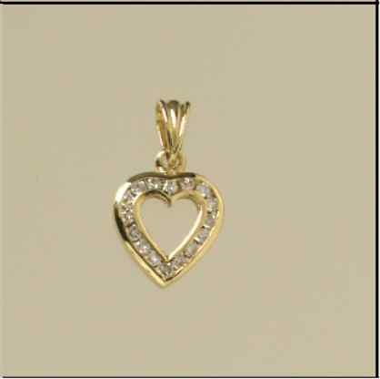 9ct 20pt DIAMOND C/OUT HEART PENDANT