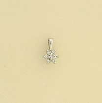 9ct WHITE 10pt DIAMOND SET FLOWER PEND.
