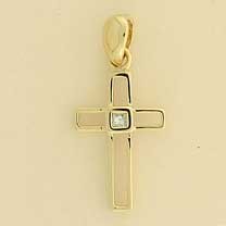 9ct 6pt SQ.DIAMOND SET OPEN CROSS