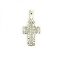 9ct WHITE 10pt DIA.PAVE SET OPEN CROSS