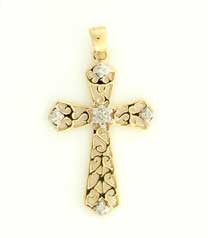 9ct 5PT DIAMOND SET SCROLL DESIGN CROSS