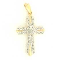 9ct 10PT DIAMOND SET SCROLL DESIGN CROSS