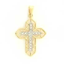 9ct 10PT DIAMOND SET OPEN CROSS