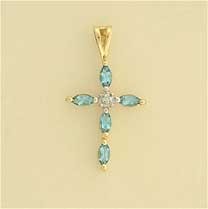 9ct 18x13mm MARQUIS BT./DIA.CROSS      =