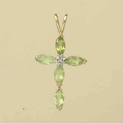 9ct 25x18mm MARQUISE PERIDOTS/DIA.CROSS=