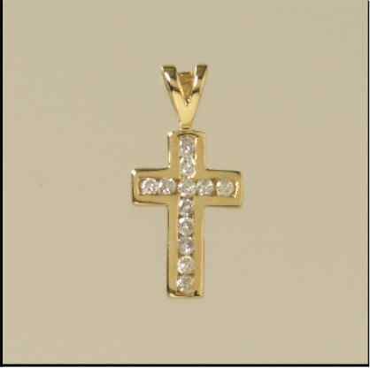 9ct 25pt DIAMOND 16x11mm CROSS