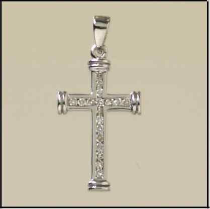 9ct WHITE 25pt DIAMOND 22x14mm CROSS