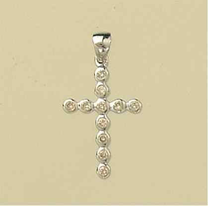 9ct WHITE 20pt DIAMOND RUB SET CROSS