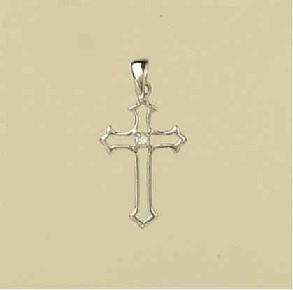 9ct WHITE DIAMOND CUTOUT GOTHIC CROSS