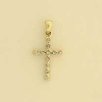 9ct 15x10mm 10pt DIAMOND RUB SET CROSS