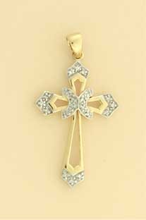 9ct 10pt DIA SET OPEN FANCY CROSS