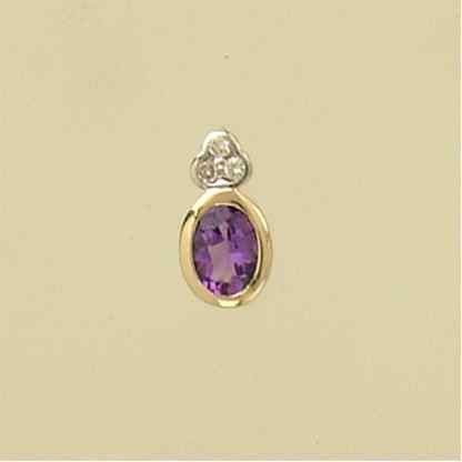 9ct 7.5pt DIAMOND /AMETHYST OVAL PEND