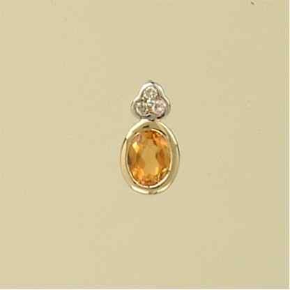 9ct 7.5pt DIAMOND /CITRINE OVAL PEND
